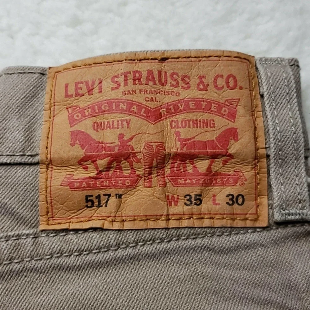 Levis 517 Jeans Mens 35x30 Beige Slim Fit Bootcut Stretch Denim Zip Fly Pants
